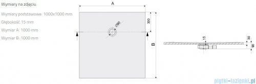 Sanplast Open Structure Mineral B-M/OPEN STR brodzik kwadratowy 100x100x1,5 cm mat czerni  645-440-0040-59-020