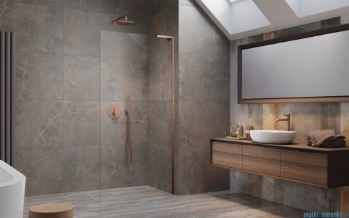 Radaway Modo SL II Brushed Copper kabina Walk-in 75x200 prawa szczotkowana miedź 10319075-93-01R