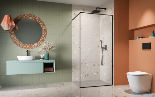 Radaway Modo F II Black kabina Walk-in 70x201cm Czarna szkło przejrzyste 10409074-54-01