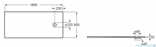 Roca Magma 180x80cm brodzik prostokątny kompozytowy STONEX SZARY ŁUPEK APE0170832003200