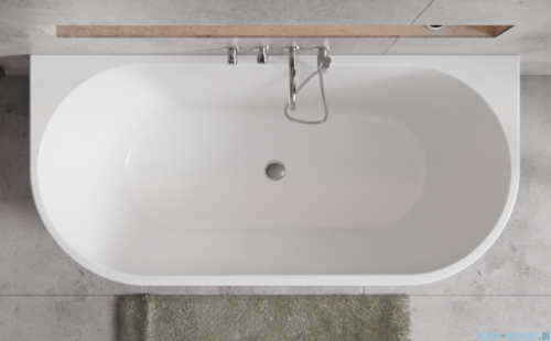 Besco Vica New wanna 170x80cm wolnostojąca przyścienna z odpływem klik-klak gun metal grafit #WAS-170VNGO