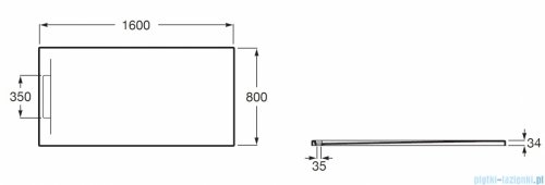 Roca Pyros 160x80cm brodzik prostokątny kompozyt Stonex perłowy AP90164032003630