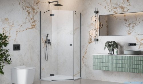 Radaway Essenza Brushed GunMetal Ptj kabina pięciokątna 90x80cm lewa szczotkowany grafit szkło przejrzyste 1385010-92-01L/1385053-01-01