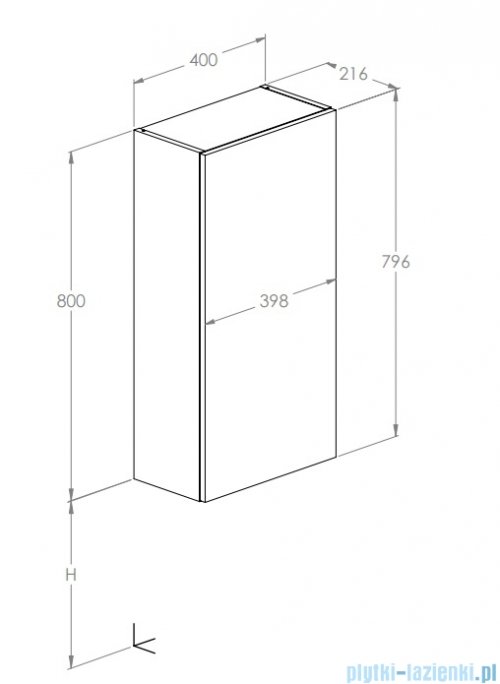 Roca Extra Kolumna łazienkowa niska z 1 drzwiami 80x21x40 DĄB CANELA  A857958808