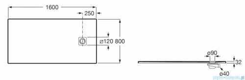 Roca Magma 160x80cm brodzik prostokątny kompozytowy STONEX ONYX APE0164032003640