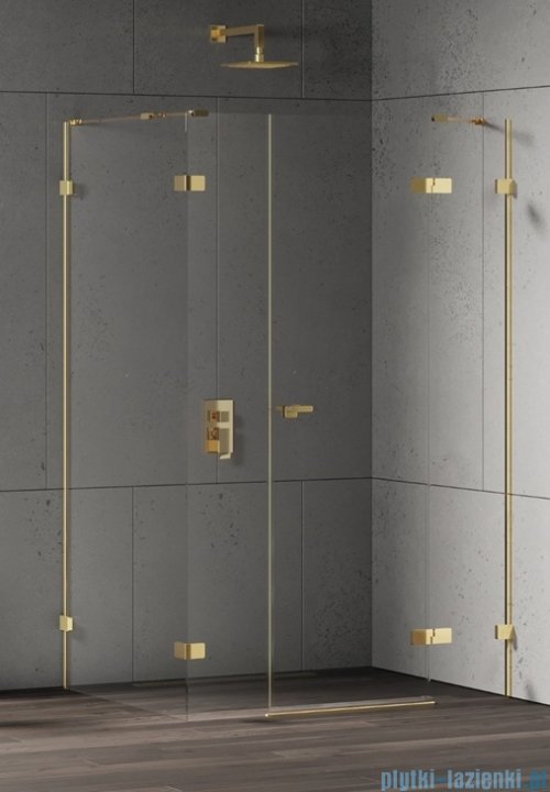 New Trendy Eventa Gold Shine kabina prysznicowa prostokątna 110x90x200 cm prawa przejrzyste Złoty połysk EXK-4781
