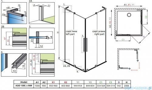 Radaway Furo SL KDD kabina 100x90cm chrom połysk/szkło przejrzyste 10305100-01-01L/10305090-01-01R