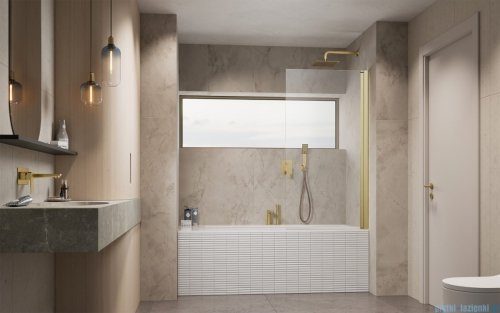 Radaway Nes Pnj Brushed Gold parawan nawannowy 80cm prawy szczotkowane złoto 10011080-99-01R