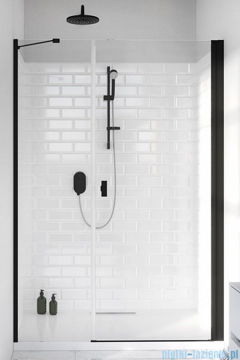 Radaway Nes 8 Black Dws I drzwi wnękowe 100cm prawe czarny mat/szkło przejrzyste 10078100-54-01R/10078111-01-01
