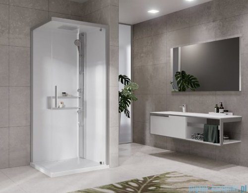 Novellini Glax 2 2.0 kabina z hydromasażem 90x90 prawa srebrna G22GF90DT1-1BB