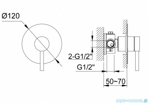 Kohlman Axel Brushed Copper podtynkowa bateria wannowo-prysznicowa z jednym wyjściem miedź szczotkowana QW220ABC