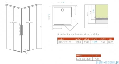 Radaway Idea 8 QL Kdd kabina 120x120cm szkło przejrzyste 10590120-01-01L/10590120-01-01R