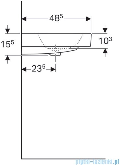 Geberit iCon Umywalka ścienna bez otworu na baterię z przelewem 120x48,5 cm KeraTect 124025600