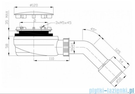 Schedpol Schedline syfon brodzikowy czarny mat 90mm SDB90PB