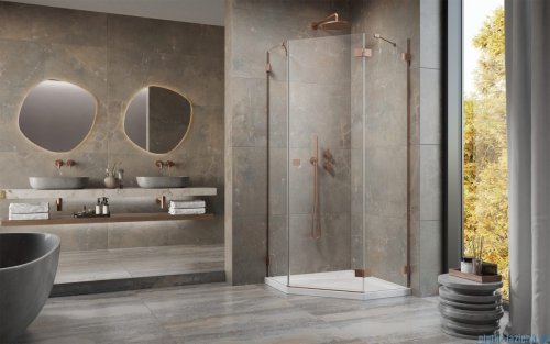 Radaway Essenza Pro Brushed Copper Ptj kabina pięciokątna 80x100 prawa szczotkowana miedź 10100000-93-01R/10100500-01-01