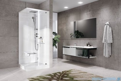 Novellini Glax 2 2.0 kabina z hydromasażem hydro plus 90x90 prawa total biała G22GF90DM1L-1UU