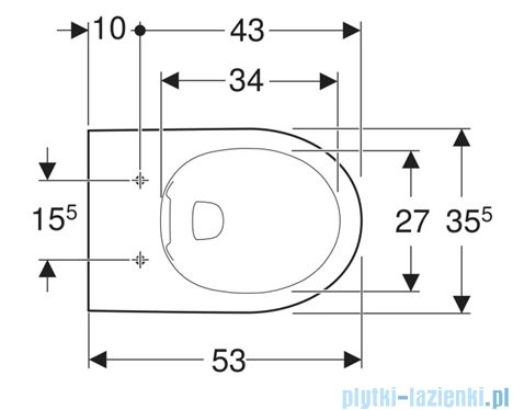 Geberit Selnova Miska wisząca, lejowa Rimfree 500.265.01.1