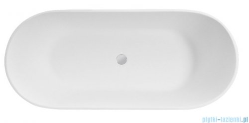 Besco Moya Matt 170x72cm wanna wolnostojąca biała matowa konglomeratowa + syfon klik-klak czarny czyszczony od góry #WMMB-170MKB