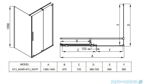 Deante Prizma Kabina prysznicowa prostokatna 140x70cm Stal szczotkowana KPNFP14S07