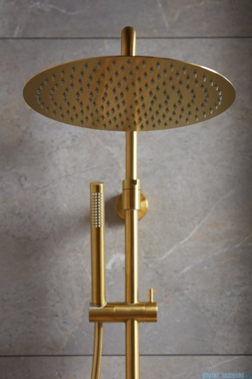 KFA MOZA PREMIUM BRUSHED GOLD deszczownia z baterią termostatyczną złoty szczotkowany 5736-920-31