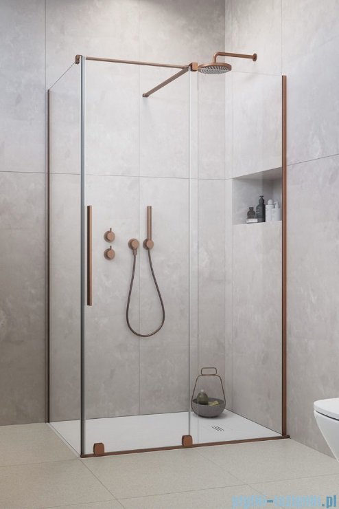 Radaway Furo Kdj Brushed Copper kabina 90x110cm prawa szczotkowana miedź 10104472-93-01R/10110430-01-01/10113110-01-01