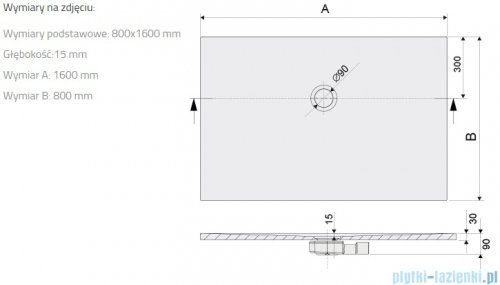 Sanplast Open Structure Mineral B-M/OPEN STR brodzik prostokątny 80x160x1,5 cm szary mleczny 645-440-0390-55-020