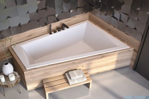 Besco Intima Duo Slim 180x125cm wanna asymetryczna prawa + czarny syfon #WAID-180-SP/19977