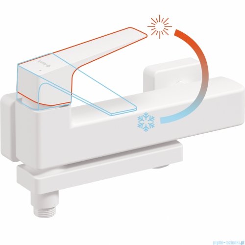 Deante BLUR Bateria wannowa ścienna ze składaną wylewką bianco BQL_A12M