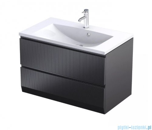 Oristo Brylant szafka podumywalkowa ryflowana wisząca 80x50x45 czarny mat OR36-SD2S-80-8R