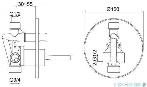 Kohlman Maxima zestaw prysznicowy z deszczownicą 30 cm chrom QW210MR30