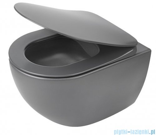 Deante Peonia Zero miska wisząca bez kołnierza z deską wc antracyt/titanium CDEDDZPW