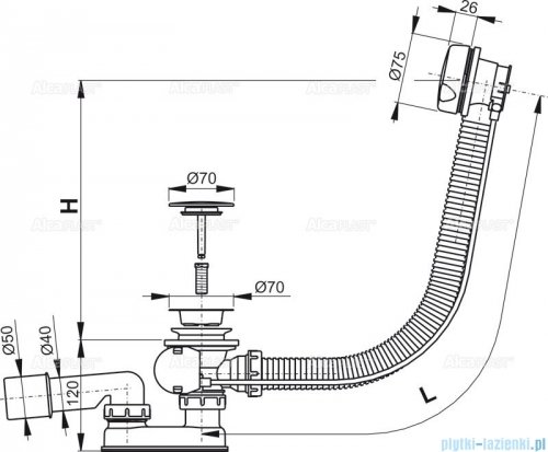 Alcaplast  syfon wannowy automatyczny biały A51BM-80