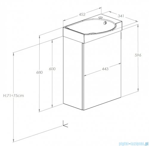 Roca Ravell zestaw szafka z umywalką Unik 45x34x60 cm BIAŁY A852448806
