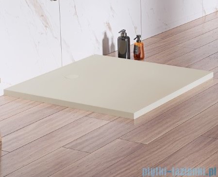 New Trendy Nex Shade brodzik konglomeratowy z strukturą kwadratowy 100x100x3.5 cm beżowy B-0486
