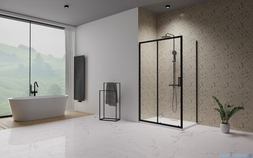 Radaway Premium Pro Black Kdj kabina 140x100cm lewa czarny mat/szkło przejrzyste 1015140-54-01L/1016100-54-01