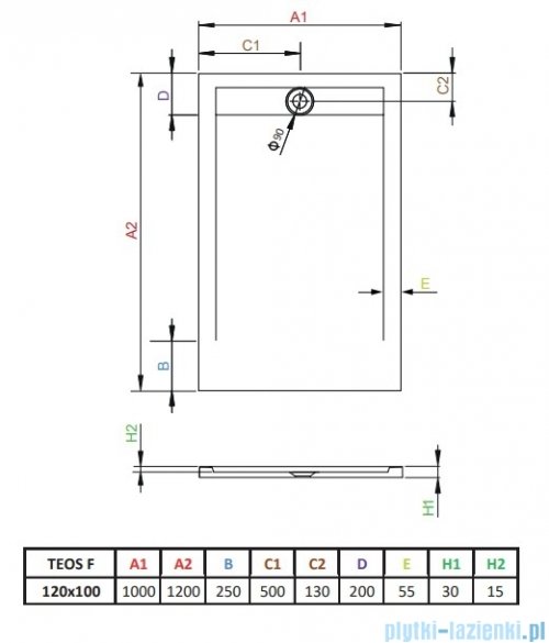 Radaway Teos F brodzik 120x100cm antracyt HTF120100-64