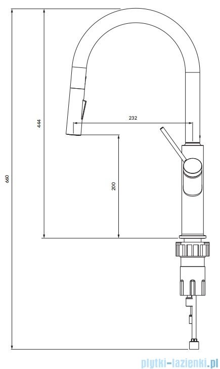 Omnires Bend bateria zlewozmywakowa z wyciąganą wylewką grafit BE6455GR