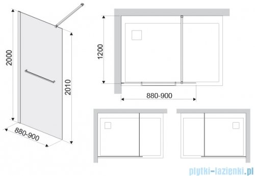 Sanplast Free Line II P/FREEII Kabina walk-in 90x200 cm czarny matowy 600-261-0430-59-401