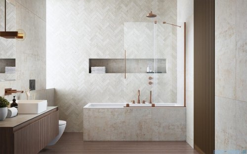 Radaway Furo Brushed Copper PND II parawan nawannowy 120cm prawy szczotkowana miedź 10109638-93-01R/10112594-01-01