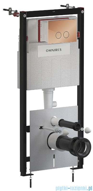 Omnires Eco Flush Set Strongframe stelaż podtynkowy do WC z eco spłukiwaniem + STEEL-R45 przycisk spłukujący miedź połysk ze stali nierdzewnej STFWCECO1R45-RCP