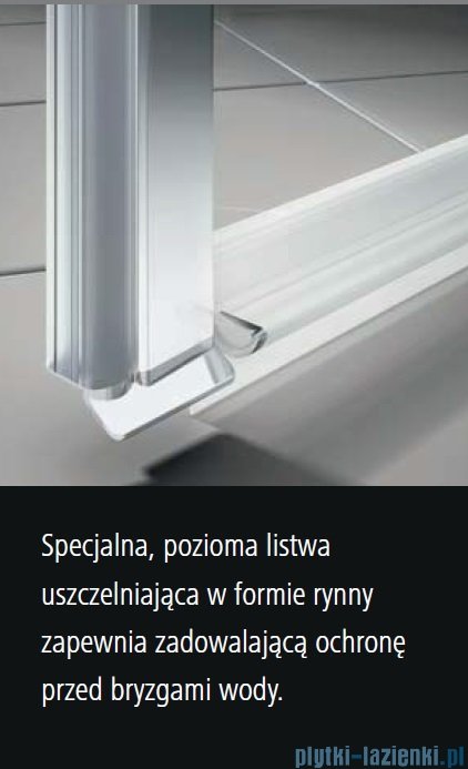 Kermi Osia Drzwi wnękowe z polem stałym, lewe, szkło przezroczyste OsiaClean, profile srebrne 100x200cm OSSFL10020VPK