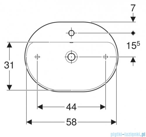 Geberit VariForm Umywalka owalna z półką, z przelewem 60x45cm 500.777.01.2