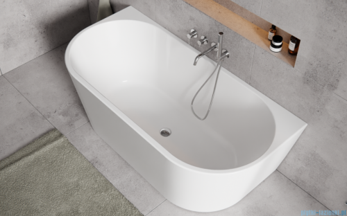 Besco Vica New wanna 160x80cm wolnostojąca przyścienna z odpływem klik-klak biały #WAS-160VNBO