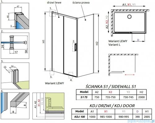 Radaway Idea White Kdj kabina 100x75cm lewa szkło przejrzyste 387040-04-01L/387049-04-01R