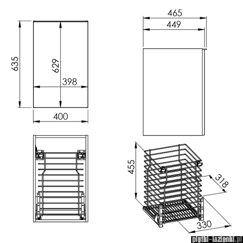 Elita Look komoda z koszem cargo 40x63x45cm biały połysk 167309