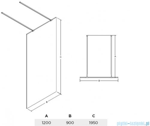 Besco Aveo Due kabina walk-in 90x195cm przejrzyste AVD-90-195-C