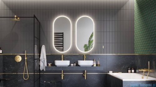 Excellent Corido lustro wiszące LED owalne 100x50 cm mata grzewcza złoty połysk DOEX.CO100.050.GL