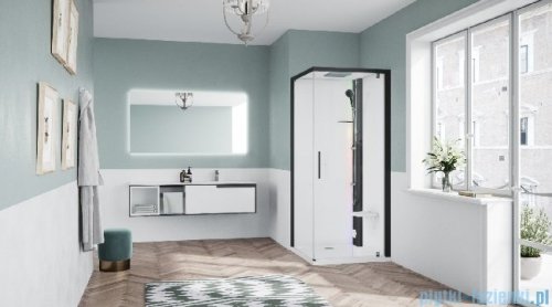 Novellini Glax 1 2.0 kabina z sauną parową 90x90 prawa czarna G21GF90DT5-1HH