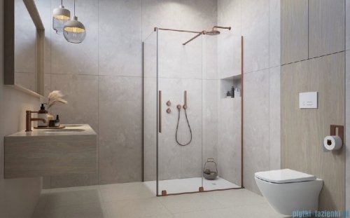 Radaway Furo Kdj Brushed Copper kabina 110x80cm prawa szczotkowana miedź 10104572-93-01R/10110530-01-01/10113080-01-01