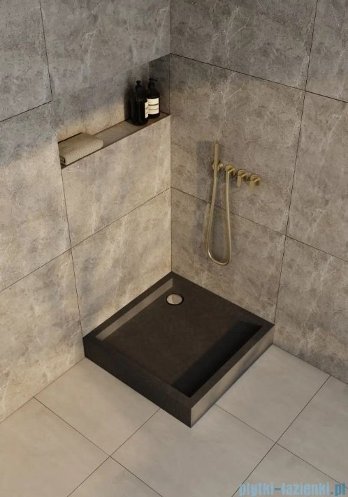 Schedpol Schedline Favory Plus brodzik kwadratowy 80x80x16cm Black Stone 3ST.F1K-8080/C/ST